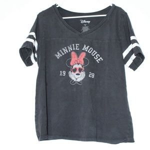 Disney Minnie Mouse 1928 Varsity Classic Fit Football Jersey Top Black Sz 0 (XL)